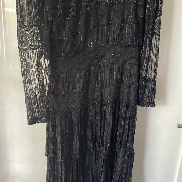Vintage Gothic Black Beaded Formal Gown from Kleinfeld’s, Size 12 - Picture 4 of 13
